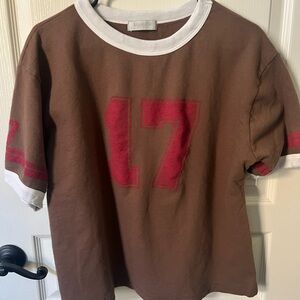 Free People Ragabond studio collegiate style ringer tee